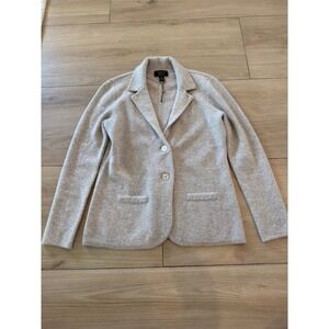 Charter Club Luxury 100% Cashmere Knit Blazer Sweater Oatmeal Beige Petite Small